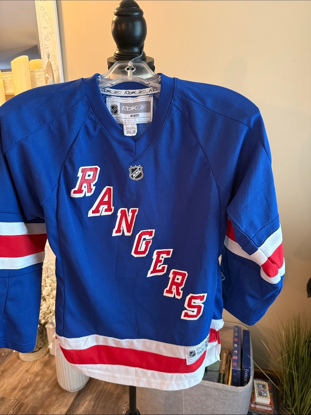 Reebok Royal Blue Rangers Hockey Jersey with Red & White Accents